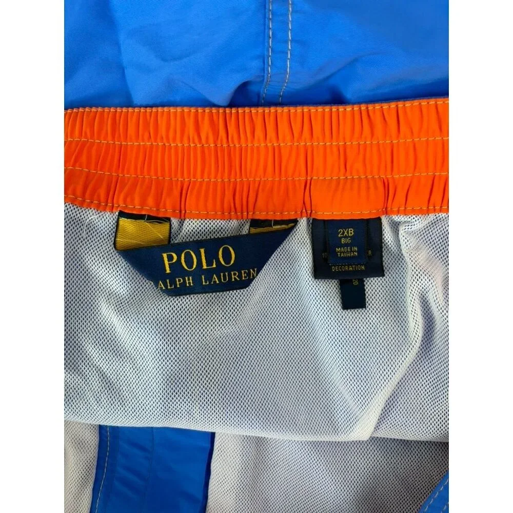 Polo Ralph Lauren men's 2XB classic jewel blue orange mesh lined swim trunks NWT